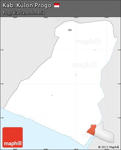Silver Style Simple Map of Kab. Kulon Progo, single color outside