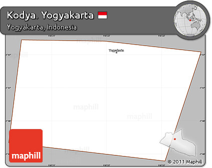 Gray Simple Map of Kodya. Yogyakarta, cropped outside