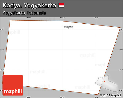 Gray Simple Map of Kodya. Yogyakarta, cropped outside