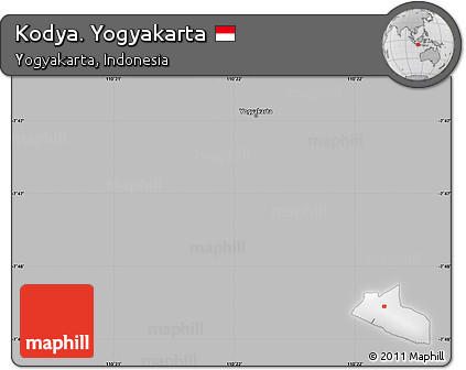 Gray Simple Map of Kodya. Yogyakarta, single color outside