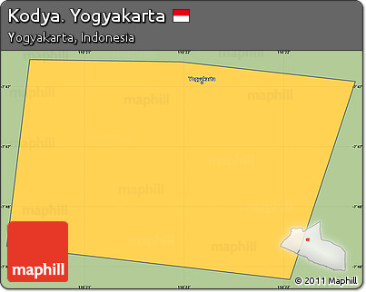 Savanna Style Simple Map of Kodya. Yogyakarta, cropped outside