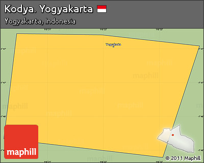 Savanna Style Simple Map of Kodya. Yogyakarta, cropped outside