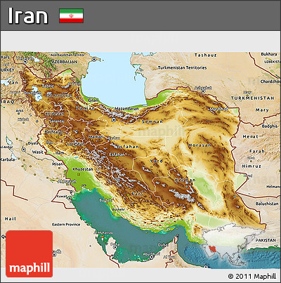 Physical 3D Map of Iran, satellite outside