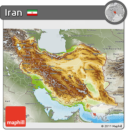 Physical 3D Map of Iran, semi-desaturated, land only