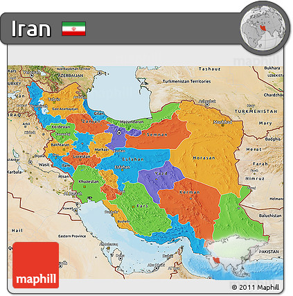 Political 3D Map of Iran, satellite outside, bathymetry sea