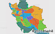 Political 3D Map of Iran, single color outside, satellite sea