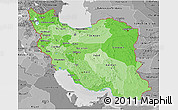 Political Shades 3D Map of Iran, desaturated