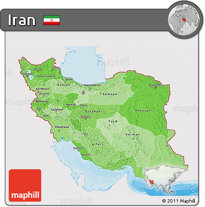 Political Shades 3D Map of Iran, single color outside