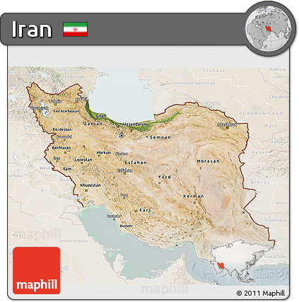 Satellite 3D Map of Iran, lighten