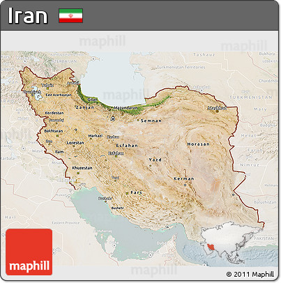 Satellite 3D Map of Iran, lighten