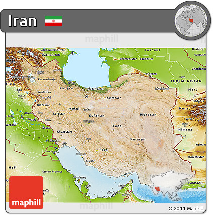 Satellite 3D Map of Iran, physical outside