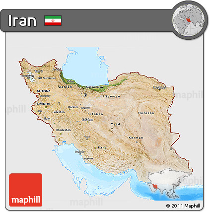 Satellite 3D Map of Iran, single color outside, bathymetry sea
