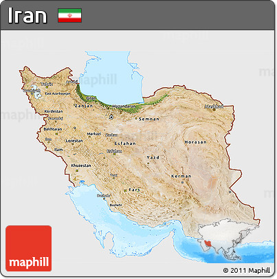 Satellite 3D Map of Iran, single color outside, bathymetry sea