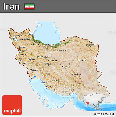 Satellite 3D Map of Iran, single color outside, bathymetry sea