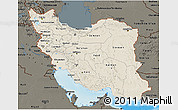 Shaded Relief 3D Map of Iran, darken, land only