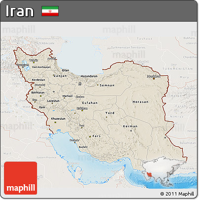 Shaded Relief 3D Map of Iran, lighten, land only
