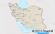 Shaded Relief 3D Map of Iran, single color outside, bathymetry sea