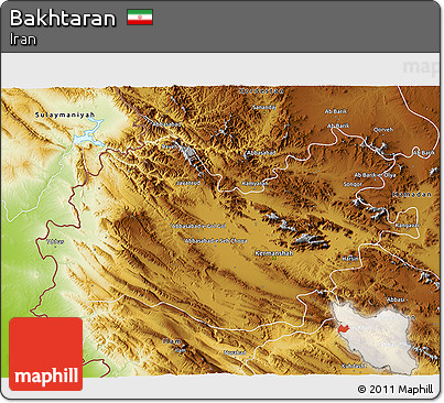 Physical 3D Map of Bakhtaran