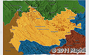 Political 3D Map of Bakhtaran, darken