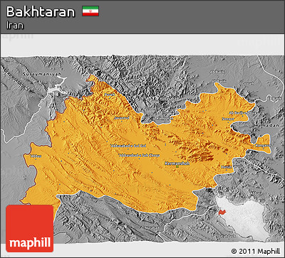 Political 3D Map of Bakhtaran, desaturated