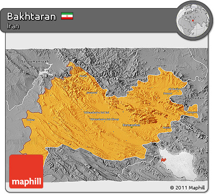 Political 3D Map of Bakhtaran, desaturated