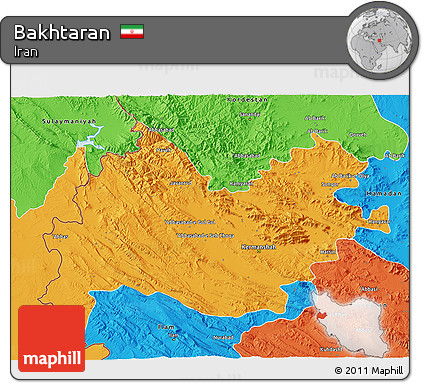 Political 3D Map of Bakhtaran