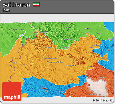 Political 3D Map of Bakhtaran
