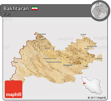 Satellite 3D Map of Bakhtaran, cropped outside