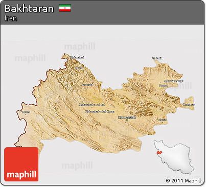 Satellite 3D Map of Bakhtaran, cropped outside
