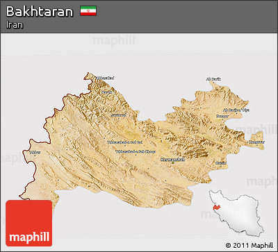 Satellite 3D Map of Bakhtaran, cropped outside