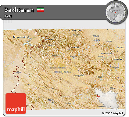 Satellite 3D Map of Bakhtaran