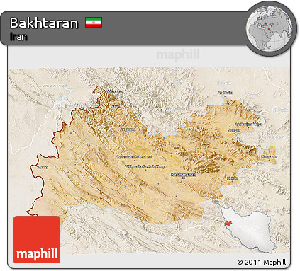 Satellite 3D Map of Bakhtaran, lighten