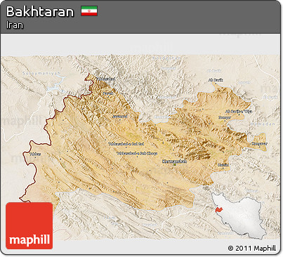 Satellite 3D Map of Bakhtaran, lighten