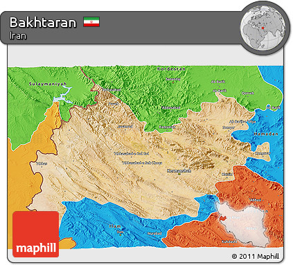 Satellite 3D Map of Bakhtaran, political outside