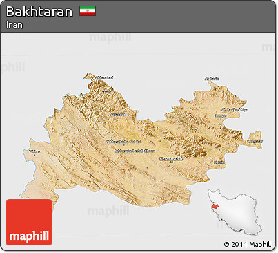 Satellite 3D Map of Bakhtaran, single color outside