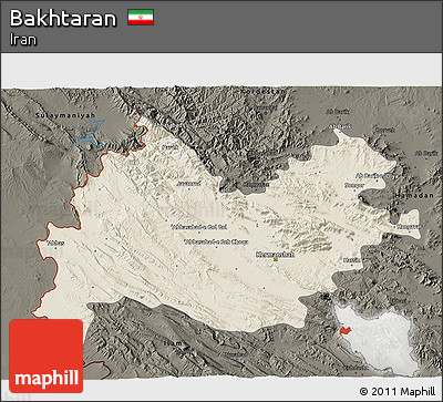 Shaded Relief 3D Map of Bakhtaran, darken