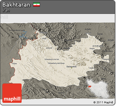 Shaded Relief 3D Map of Bakhtaran, darken