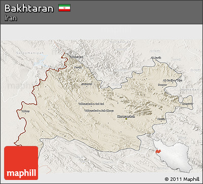 Shaded Relief 3D Map of Bakhtaran, lighten