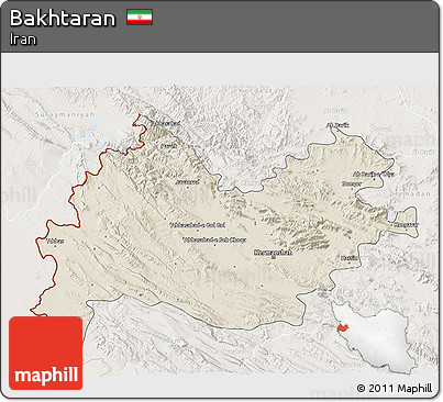 Shaded Relief 3D Map of Bakhtaran, lighten