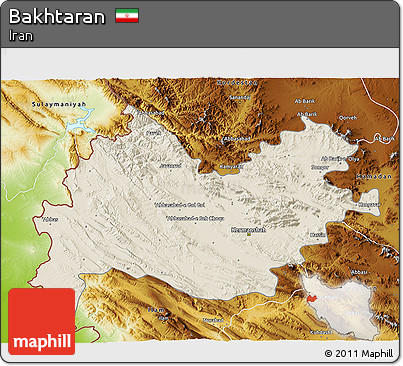 Shaded Relief 3D Map of Bakhtaran, physical outside