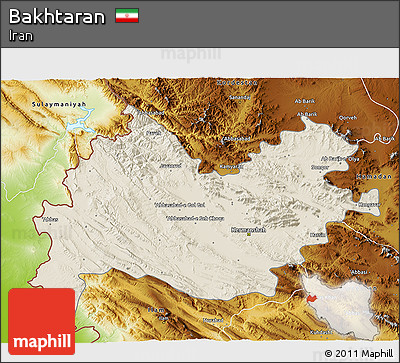 Shaded Relief 3D Map of Bakhtaran, physical outside