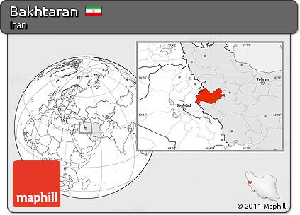Blank Location Map of Bakhtaran, highlighted country