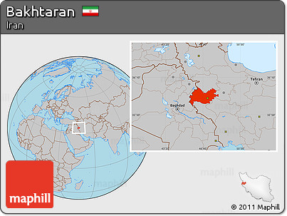 Gray Location Map of Bakhtaran