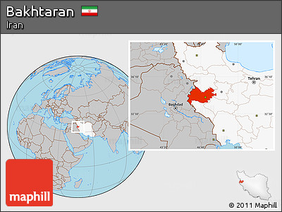 Gray Location Map of Bakhtaran, highlighted country