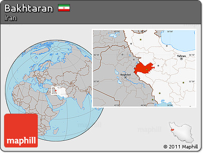 Gray Location Map of Bakhtaran, highlighted country