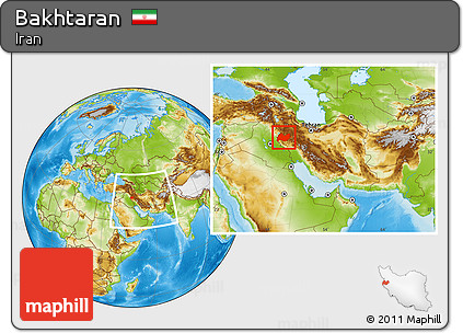 Physical Location Map of Bakhtaran, within the entire country