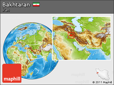 Physical Location Map of Bakhtaran, within the entire country