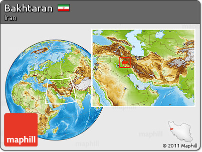 Physical Location Map of Bakhtaran, within the entire country