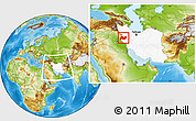 Physical Location Map of Bakhtaran, highlighted country, within the entire country