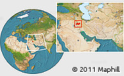 Satellite Location Map of Bakhtaran, within the entire country